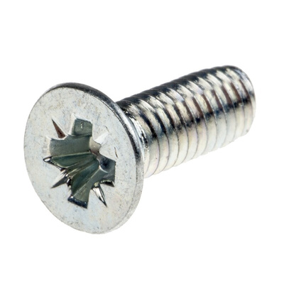 RS PRO Bright Zinc Plated, Clear Passivated Steel Countersunk Head Thread Forming Screw, M4 x 12mm Long