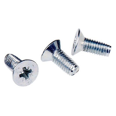 RS PRO Bright Zinc Plated, Clear Passivated Steel Countersunk Head Thread Forming Screw, M5 x 12mm Long