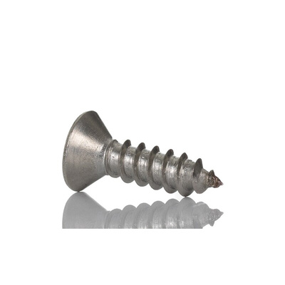 RS PRO Plain Stainless Steel Countersunk Head Self Tapping Screw, N°6 x 1/2in Long 13mm Long