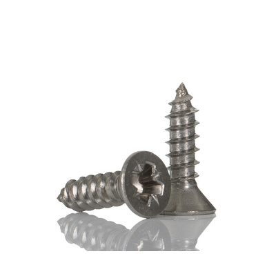 RS PRO Plain Stainless Steel Countersunk Head Self Tapping Screw, N°6 x 1/2in Long 13mm Long