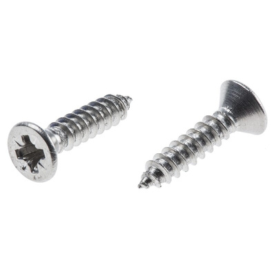 RS PRO Plain Stainless Steel Countersunk Head Self Tapping Screw, N°8 x 3/4in Long 19mm Long