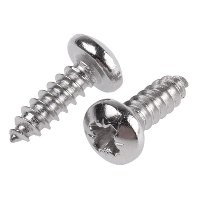 RS PRO Plain Stainless Steel Pan Head Self Tapping Screw, N°8 x 1/2in Long 13mm Long