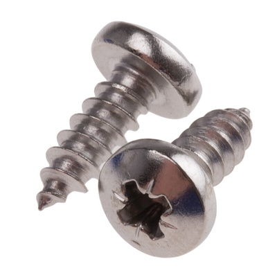 RS PRO Plain Stainless Steel Pan Head Self Tapping Screw, N°10 x 1/2in Long 13mm Long