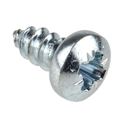 RS PRO Bright Zinc Plated Steel Pan Head Self Tapping Screw, N°N°4 x 1/4in Long 6.5mm Long