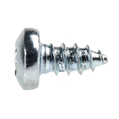 RS PRO Bright Zinc Plated Steel Pan Head Self Tapping Screw, N°N°4 x 1/4in Long 6.5mm Long