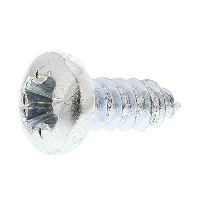 RS PRO Bright Zinc Plated Steel Pan Head Self Tapping Screw, N°6 x 3/8in Long 9.5mm Long