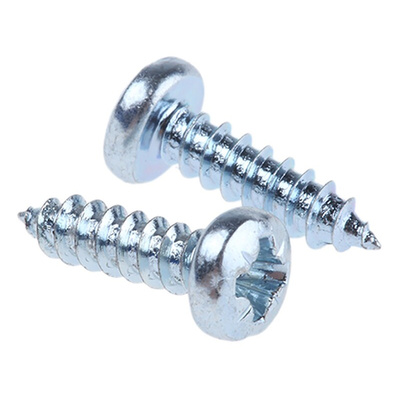 RS PRO Bright Zinc Plated Steel Pan Head Self Tapping Screw, N°6 x 1/2in Long 13mm Long