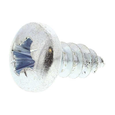 RS PRO Bright Zinc Plated Steel Pan Head Self Tapping Screw, N°8 x 3/8in Long 9.5mm Long