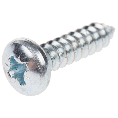 RS PRO Bright Zinc Plated Steel Pan Head Self Tapping Screw, N°10 x 3/4in Long 19mm Long