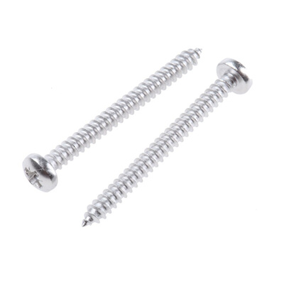 RS PRO Plain Stainless Steel Pan Head Self Tapping Screw, N°6 x 1.1/2in Long 38mm Long