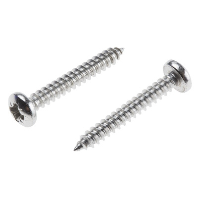 RS PRO Plain Stainless Steel Pan Head Self Tapping Screw, N°6 x 1in Long 25mm Long