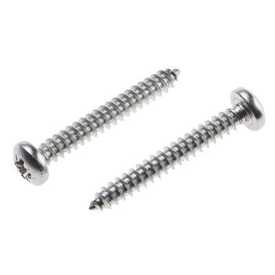 RS PRO Plain Stainless Steel Pan Head Self Tapping Screw, N°8 x 1.1/4in Long 32mm Long