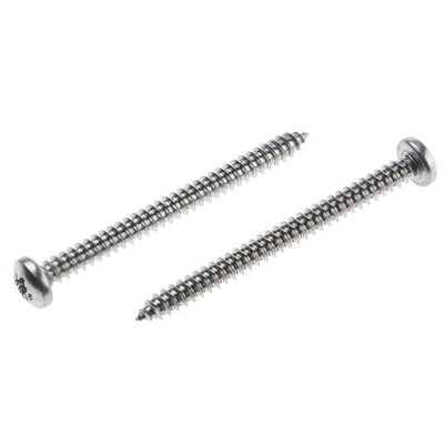 RS PRO Plain Stainless Steel Pan Head Self Tapping Screw, N°8 x 2in Long 50mm Long