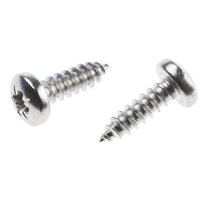 RS PRO Plain Stainless Steel Pan Head Self Tapping Screw, N°10 x 5/8in Long 16mm Long