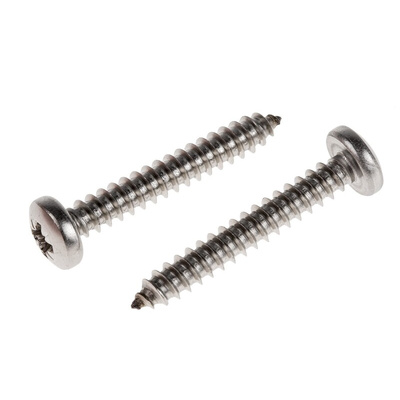 RS PRO Plain Stainless Steel Pan Head Self Tapping Screw, N°10 x 1.1/4in Long 32mm Long