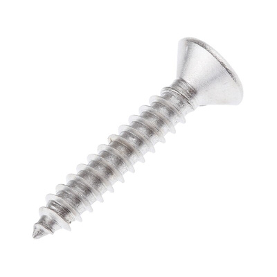 RS PRO Plain Stainless Steel Countersunk Head Self Tapping Screw, N°12 x 1.1/4in Long 32mm Long
