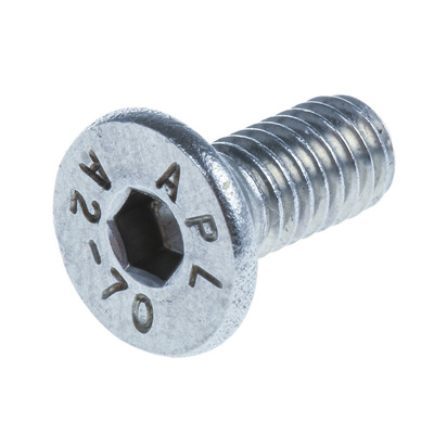 RS PRO Plain Stainless Steel Hex Socket Countersunk Screw, DIN 7991, M4 x 10mm