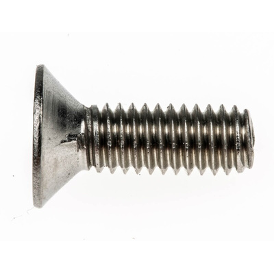 RS PRO Plain Stainless Steel Hex Socket Countersunk Screw, ISO 10642, M4 x 12mm