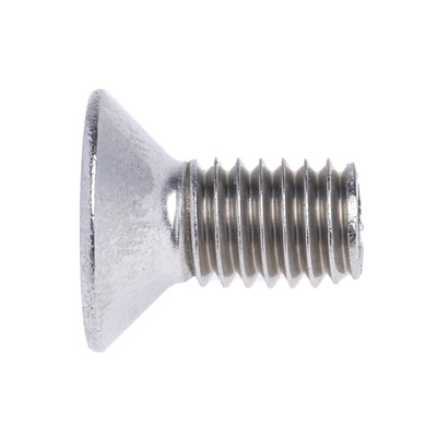 RS PRO Plain Stainless Steel Hex Socket Countersunk Screw, ISO 10642, M6 x 12mm