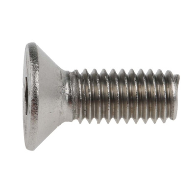 RS PRO Plain Stainless Steel Hex Socket Countersunk Screw, ISO 10642, M6 x 16mm