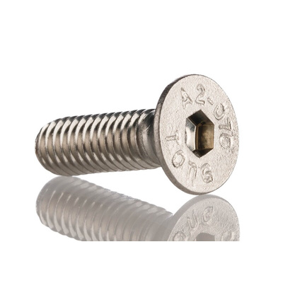 RS PRO Plain Stainless Steel Hex Socket Countersunk Screw, ISO 10642, M6 x 20mm