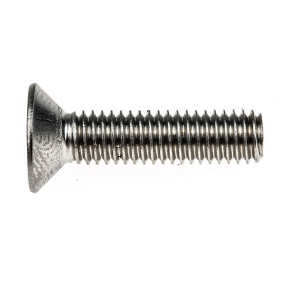 RS PRO Plain Stainless Steel Hex Socket Countersunk Screw, DIN 7991, M6 x 25mm