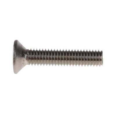 RS PRO Plain Stainless Steel Hex Socket Countersunk Screw, ISO 10642, M6 x 30mm
