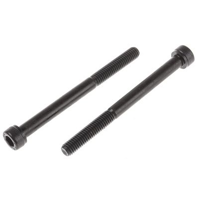 RS PRO M6 x 70mm Hex Socket Cap Screw Black, Self-Colour Steel