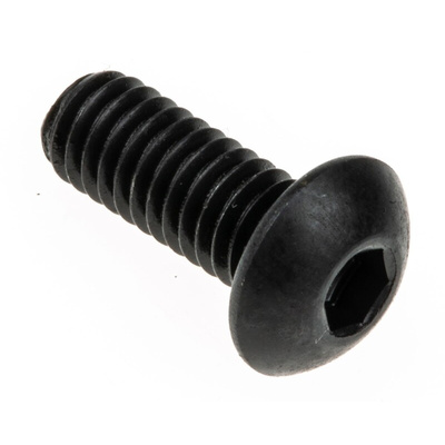 RS PRO Black, Self-Colour Steel Hex Socket Button Screw, ISO 7380, M4 x 10mm