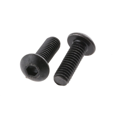 RS PRO Black, Self-Colour Steel Hex Socket Button Screw, ISO 7380, M4 x 12mm
