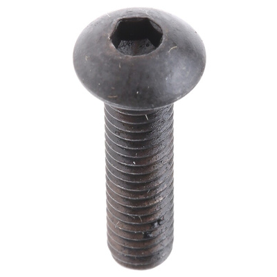 RS PRO Black, Self-Colour Steel Hex Socket Button Screw, ISO 7380, M4 x 16mm