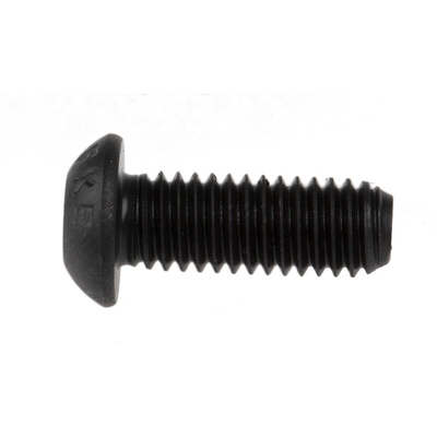 RS PRO Black, Self-Colour Steel Hex Socket Button Screw, ISO 7380, M6 x 16mm