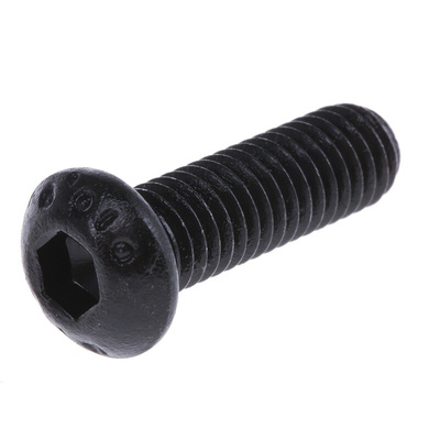 RS PRO Black, Self-Colour Steel Hex Socket Button Screw, ISO 7380, M6 x 20mm