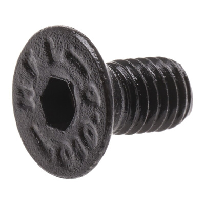 RS PRO Black, Self-Colour Steel Hex Socket Countersunk Screw, DIN 7991, M5 x 10mm