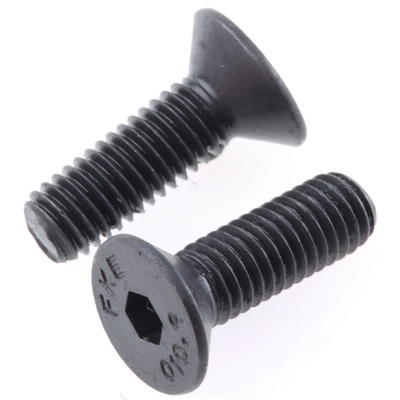 RS PRO M5 x 16mm Hex Socket Countersunk Screw Black, Self-Colour Steel