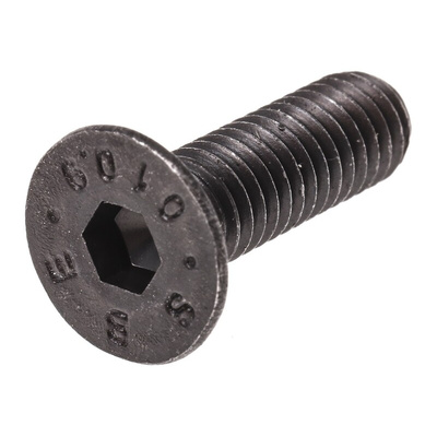 RS PRO M6 x 20mm Hex Socket Countersunk Screw Black, Self-Colour Steel