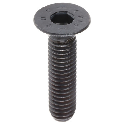 RS PRO M6 x 25mm Hex Socket Countersunk Screw Black, Self-Colour Steel