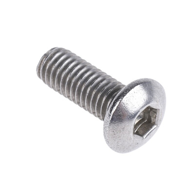 RS PRO M3 x 8mm Hex Socket Button Screw Plain Stainless Steel