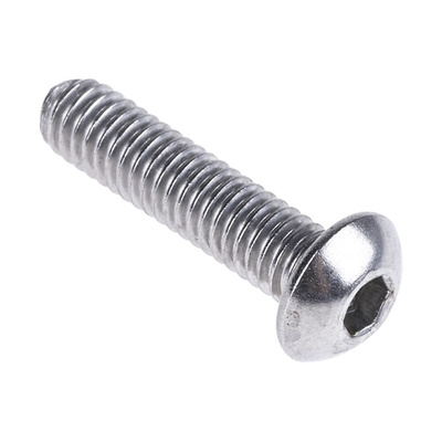 RS PRO M4 x 16mm Hex Socket Button Screw Plain Stainless Steel
