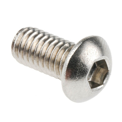 RS PRO M6 x 12mm Hex Socket Button Screw Plain Stainless Steel