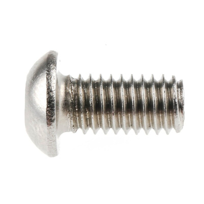 RS PRO M6 x 12mm Hex Socket Button Screw Plain Stainless Steel