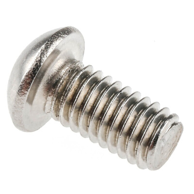 RS PRO M6 x 12mm Hex Socket Button Screw Plain Stainless Steel