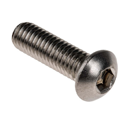 RS PRO M6 x 20mm Hex Socket Button Screw Plain Stainless Steel