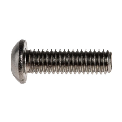 RS PRO M6 x 20mm Hex Socket Button Screw Plain Stainless Steel