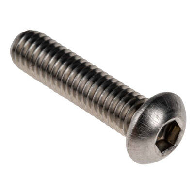 RS PRO M6 x 25mm Hex Socket Button Screw Plain Stainless Steel