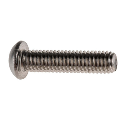 RS PRO M6 x 25mm Hex Socket Button Screw Plain Stainless Steel