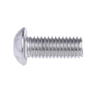 RS PRO M8 x 20mm Hex Socket Button Screw Plain Stainless Steel