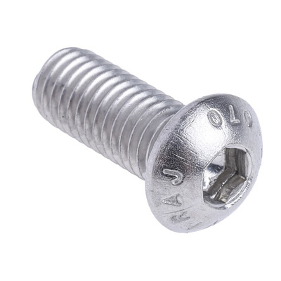 RS PRO M8 x 20mm Hex Socket Button Screw Plain Stainless Steel