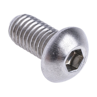 RS PRO Plain Stainless Steel Hex Socket Button Screw, ISO 7380, M8 x 16mm