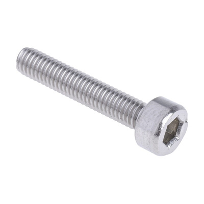 RS PRO Plain Stainless Steel Hex Socket Cap Screw, DIN 912, M3 x 16mm